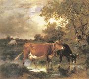Emile Van Marcke de Lummen Cows in a landscape painting